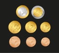 Euro coins collection. Vector illustration of money. Royalty Free Stock Photo